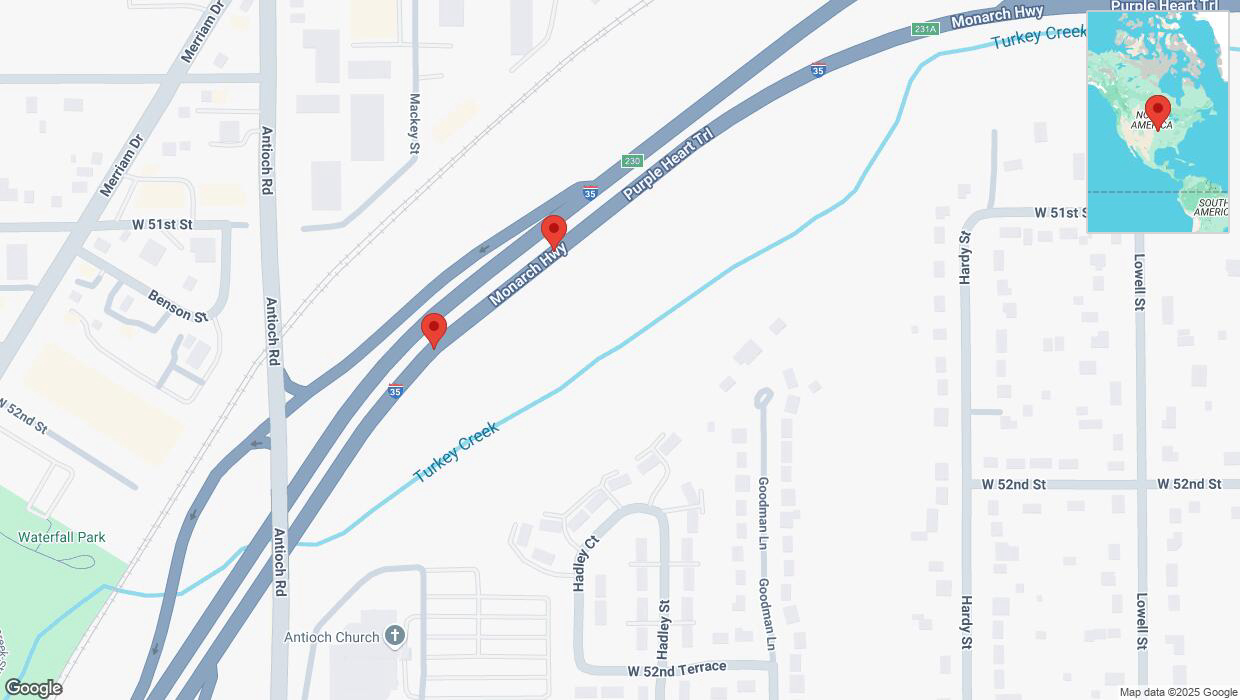 A detailed map that shows the affected road due to 'Crash update: I-35' on January 31st at 3:11 p.m.