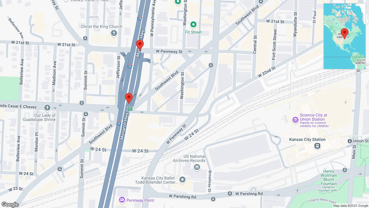 A detailed map that shows the affected road due to 'Reports of a crash on northbound I-35' on February 2nd at 5:21 p.m.