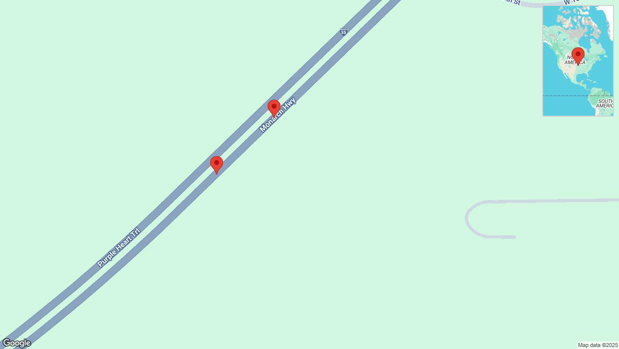 A detailed map that shows the affected road due to 'Broken down vehicle on eastbound I-35 in Gardner' on February 9th at 12:39 p.m.