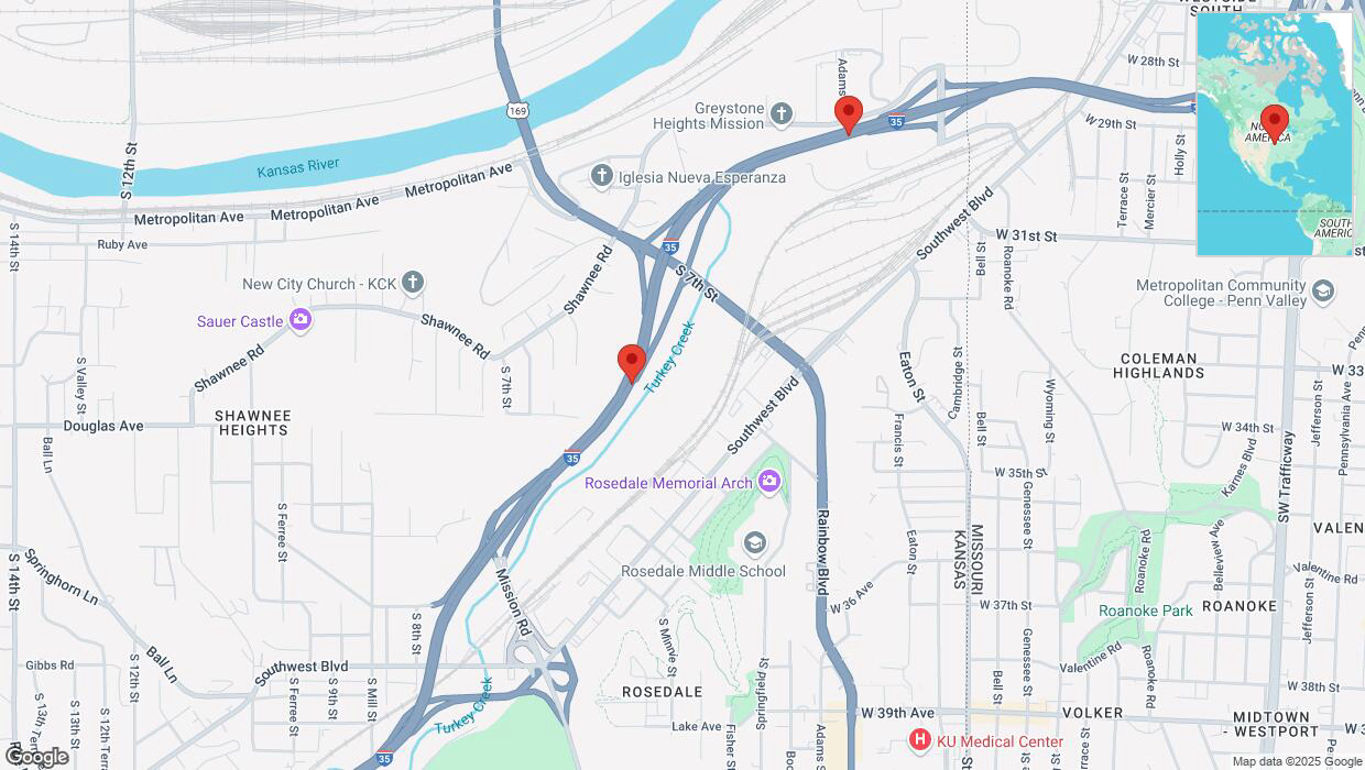 A detailed map that shows the affected road due to 'A crash has been reported on northbound I-35' on February 12th at 2:59 p.m.