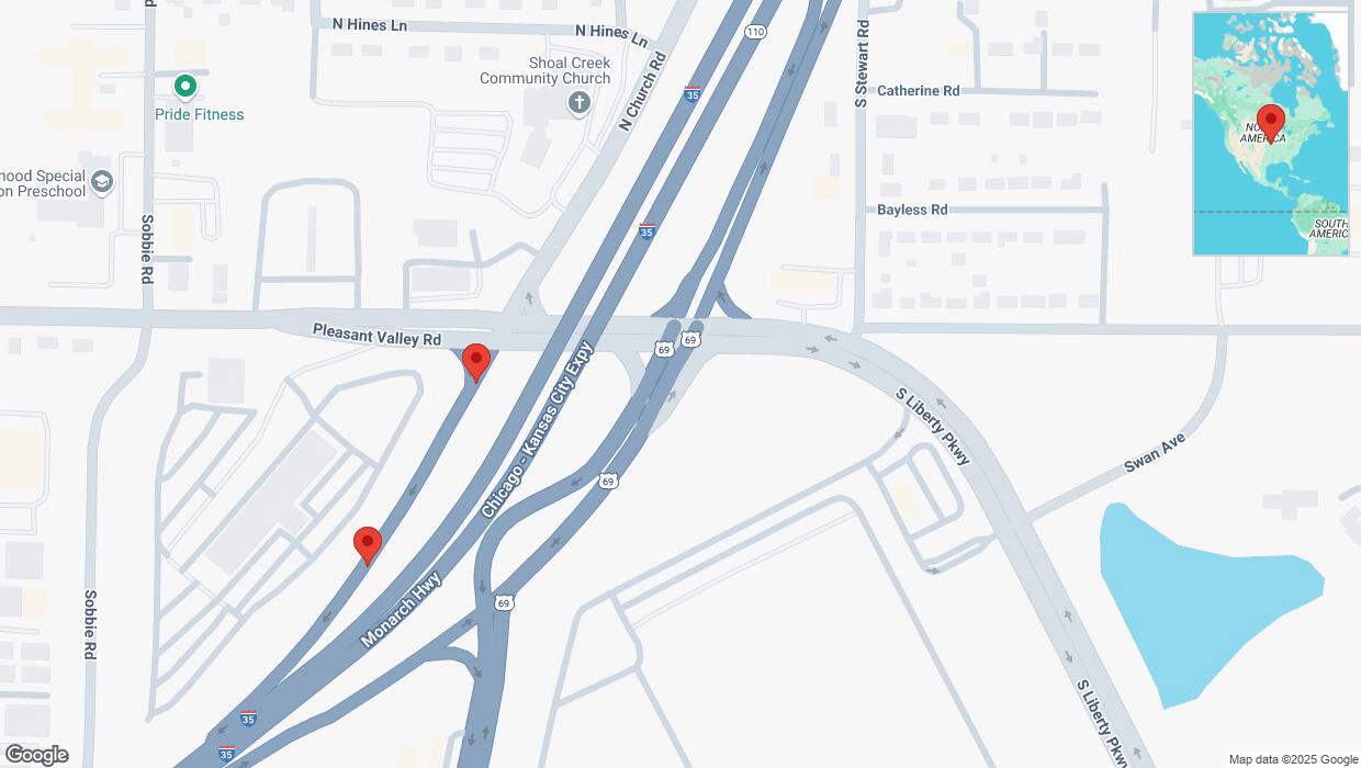 A detailed map that shows the affected road due to 'Broken down vehicle on Pleasant Valley Road in Pleasant Valley' on February 13th at 8:04 p.m.