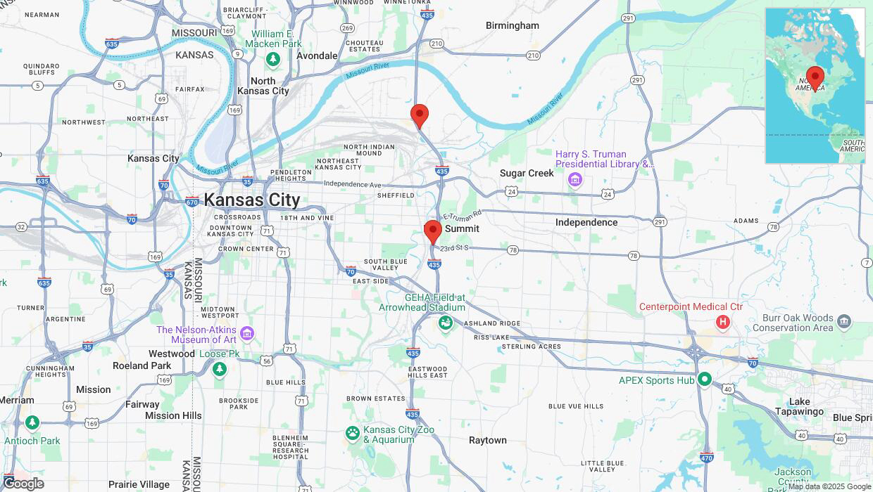 A detailed map that shows the affected road due to 'Heavy snowfall on northbound I-435 in Kansas City' on February 17th at 10:20 p.m.