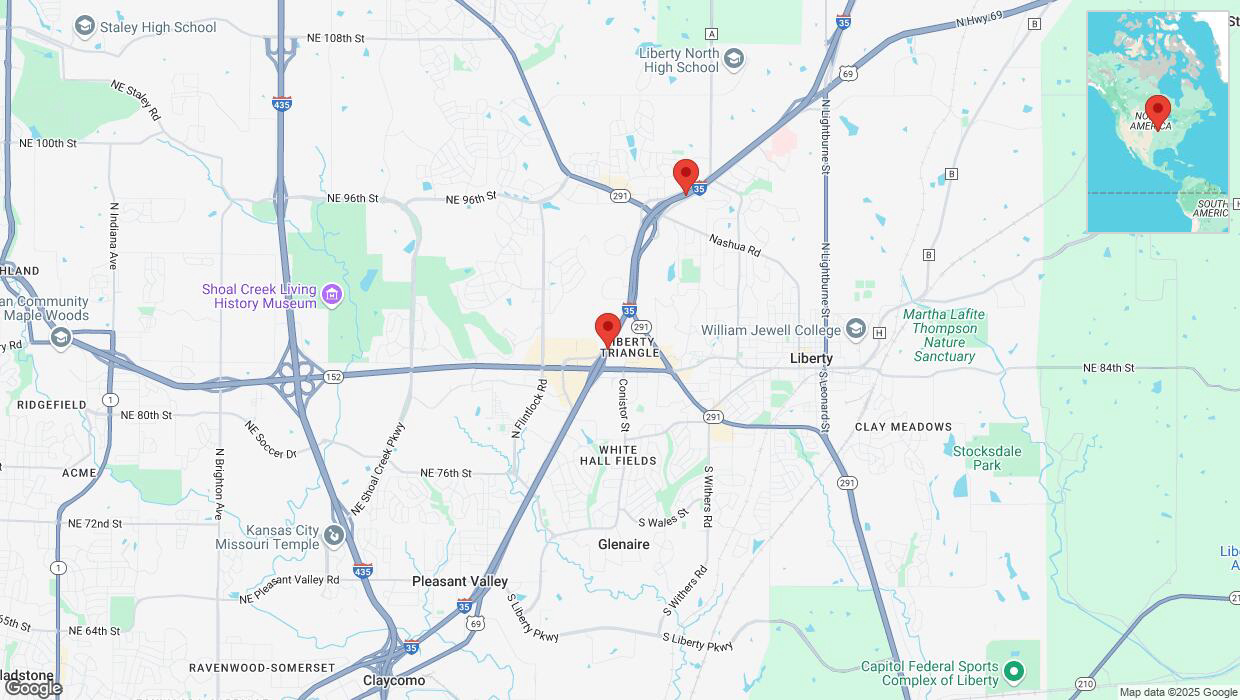 A detailed map that shows the affected road due to 'Heavy snowfall in Liberty' on February 17th at 11:07 p.m.