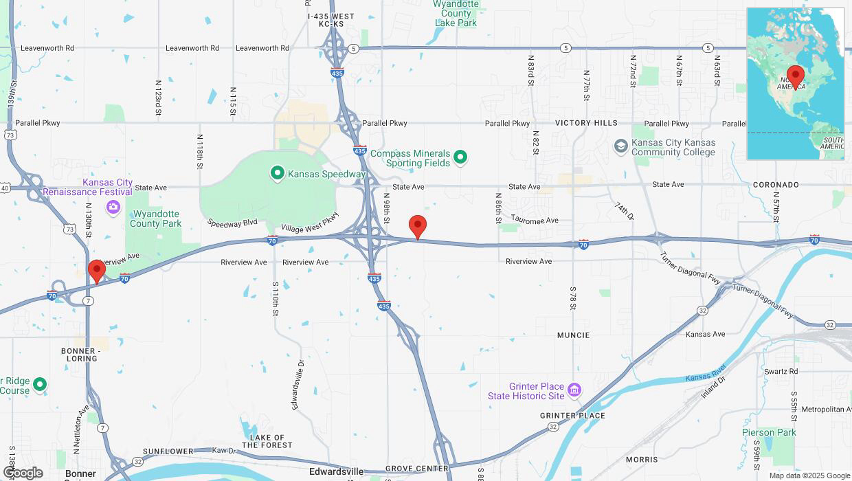 A detailed map that shows the affected road due to 'Heavy snowfall on westbound I-70 in Edwardsville' on February 17th at 11:54 p.m.