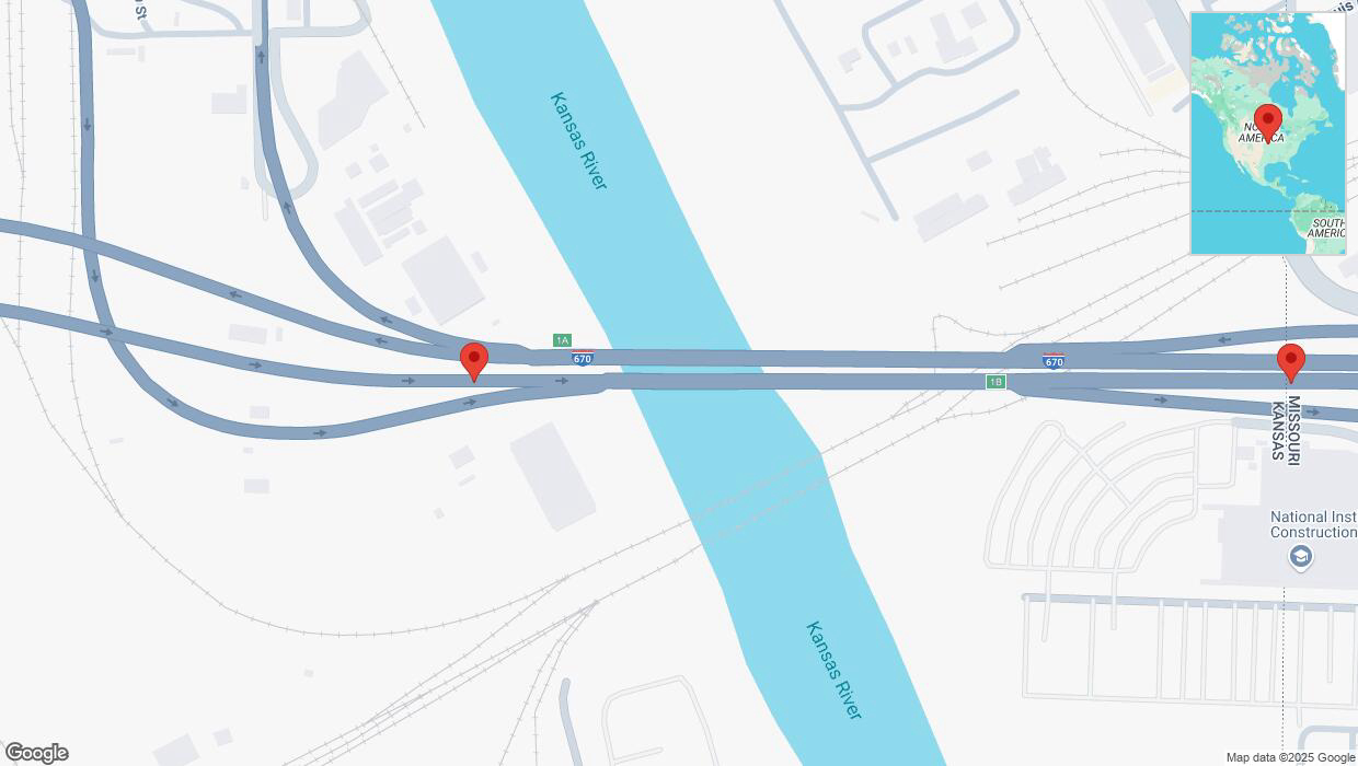 A detailed map that shows the affected road due to 'Reports of a crash on eastbound I-670' on February 18th at 12:26 p.m.