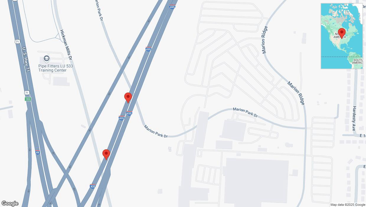 A detailed map that shows the affected road due to 'A crash has been reported on southbound I-435' on February 18th at 4:35 p.m.