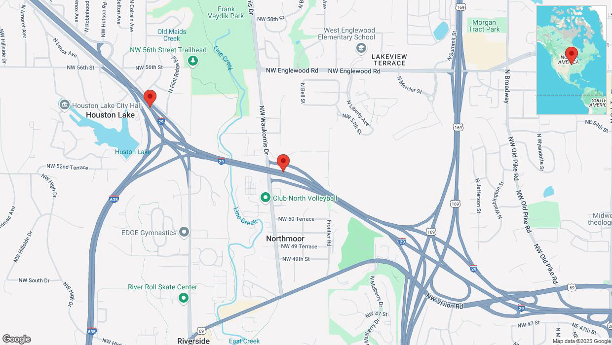 A detailed map that shows the affected road due to 'Crash report: I-29' on February 18th at 1:42 p.m.