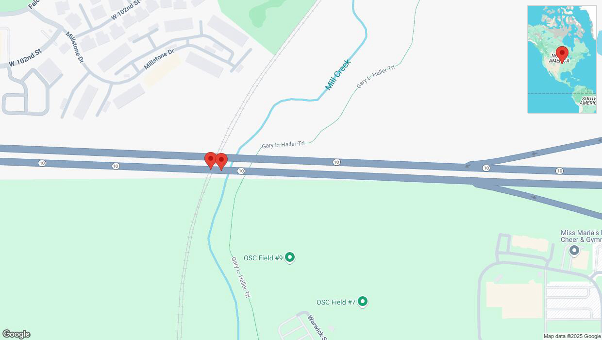 A detailed map that shows the affected road due to 'Crash report: K-10' on February 18th at 1:53 p.m.