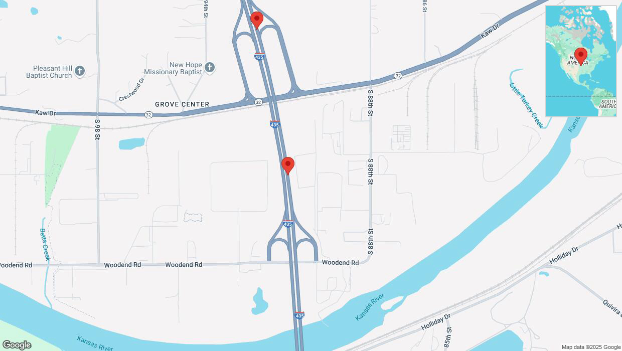 A detailed map that shows the affected road due to 'Heavy snowfall on northbound I-435 in Edwardsville' on February 18th at 3:11 p.m.