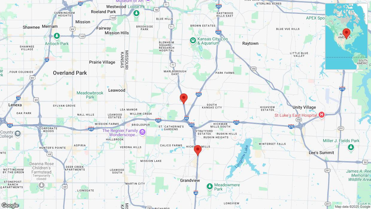 A detailed map that shows the affected road due to 'Heavy snowfall on southbound I-40/US-71 in Kansas City' on February 18th at 3:11 p.m.