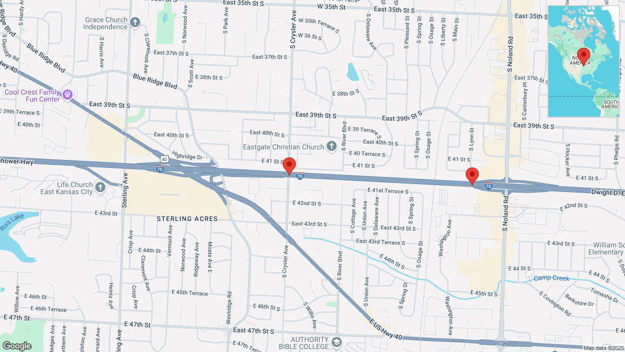 A detailed map that shows the affected road due to 'A crash has been reported on eastbound I-70' on February 18th at 3:17 p.m.