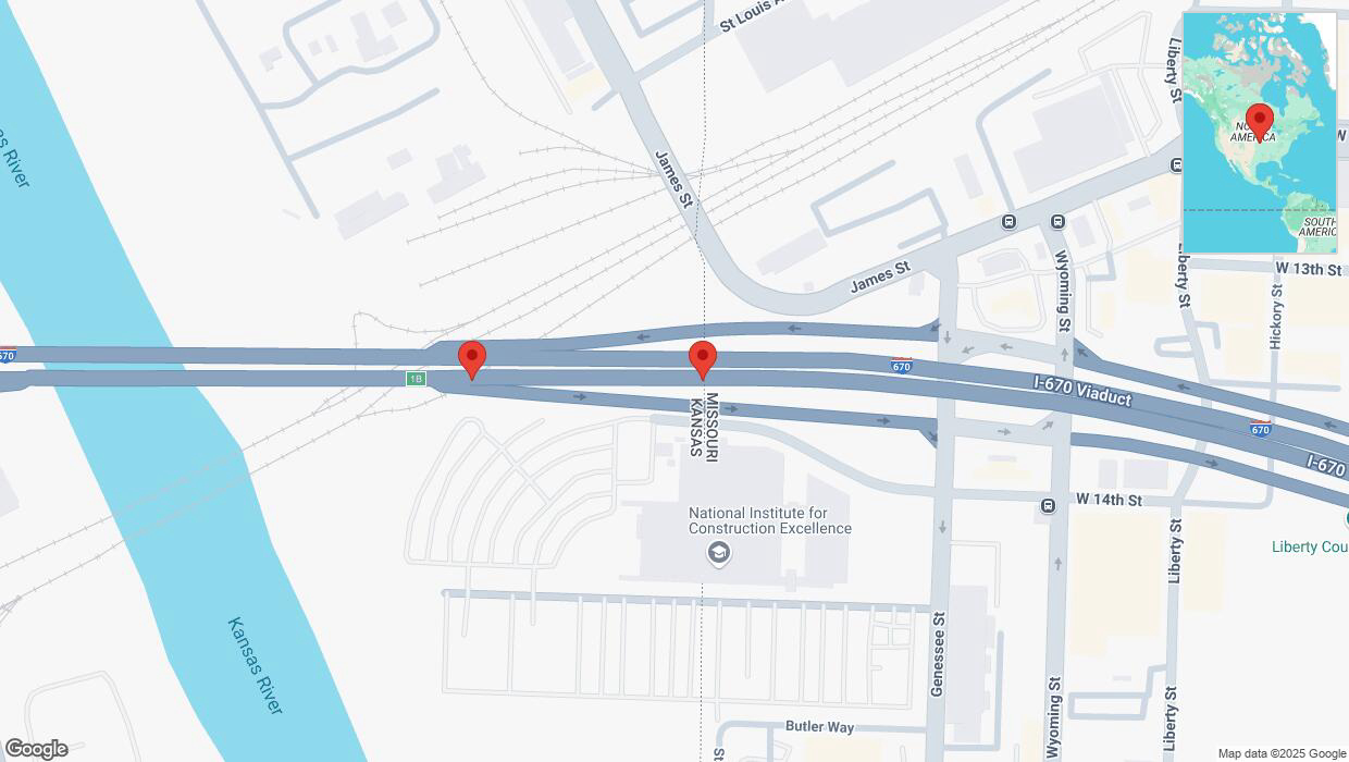 A detailed map that shows the affected road due to 'A crash has been reported on eastbound I-670' on February 18th at 3:53 p.m.