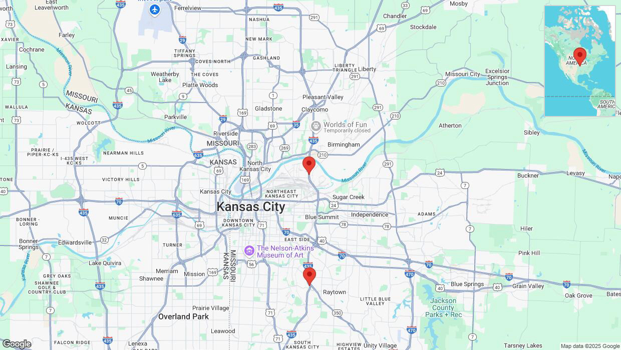A detailed map that shows the affected road due to 'Heavy snowfall on southbound I-435 in Kansas City' on February 18th at 4:58 p.m.