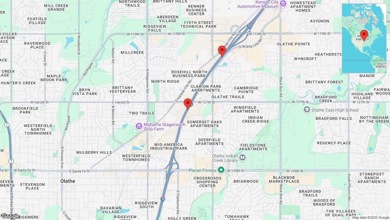 A detailed map that shows the affected road due to 'Crash report: I-35' on February 18th at 5:04 p.m.