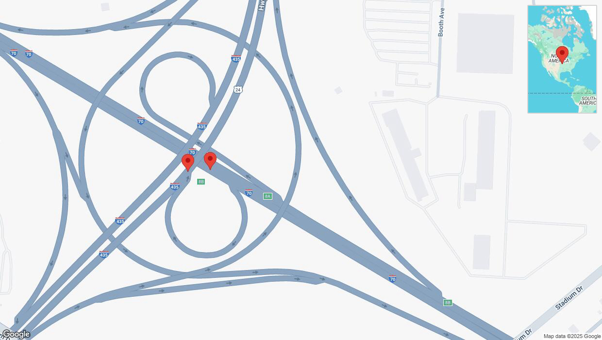 A detailed map that shows the affected road due to 'Heavy snowfall on the George Brett Super Highway in Kansas City' on February 18th at 6:51 p.m.