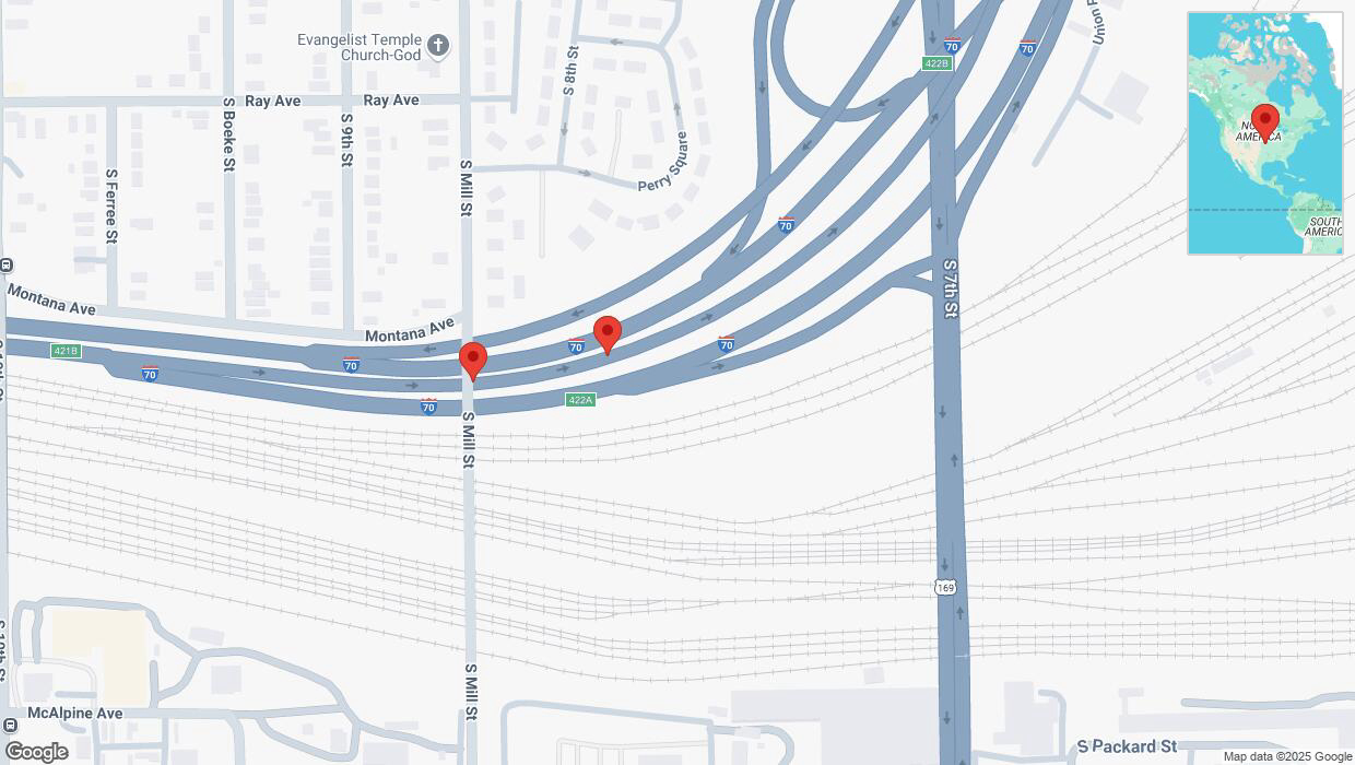 A detailed map that shows the affected road due to 'Warning: Crash on eastbound I-670 in Kansas City' on February 18th at 7:27 p.m.
