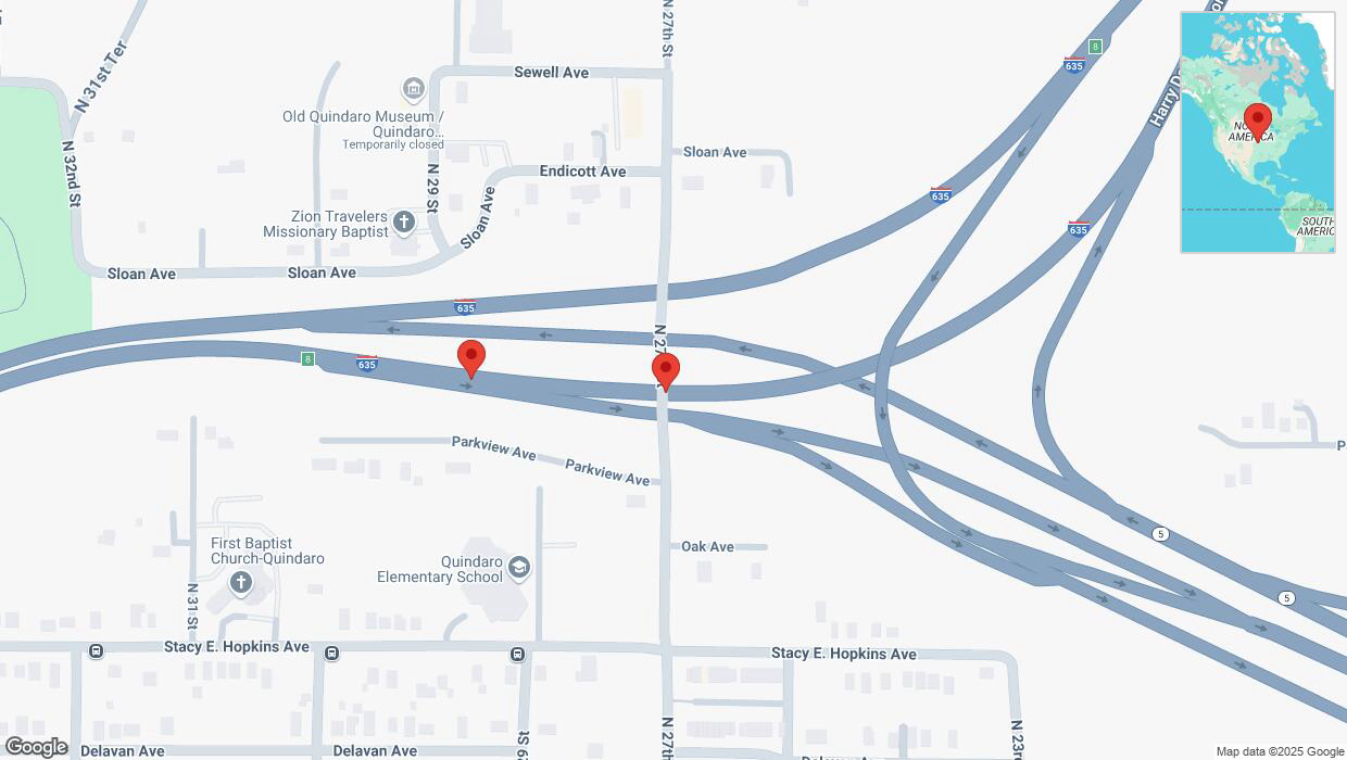 A detailed map that shows the affected road due to 'Crash update: I-635' on February 18th at 11:41 p.m.