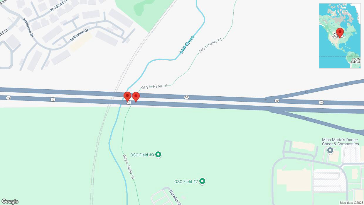 A detailed map that shows the affected road due to 'Crash report: K-10' on February 19th at 9:52 a.m.