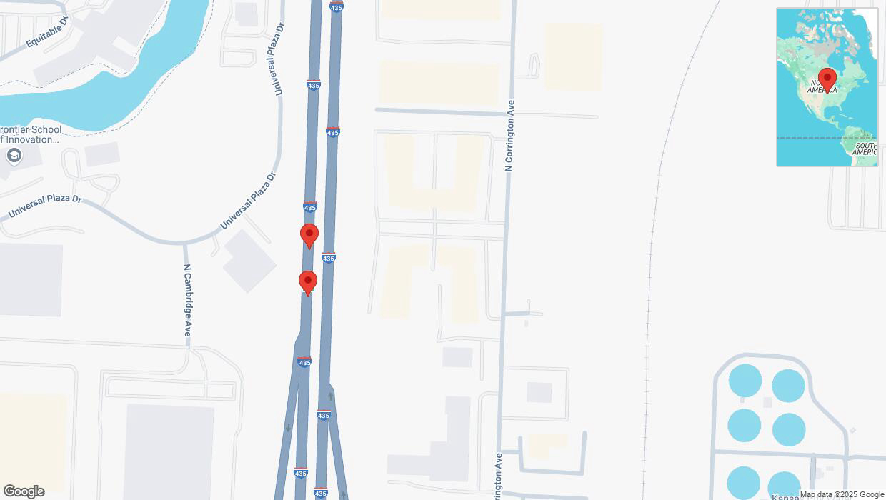 A detailed map that shows the affected road due to 'Broken down vehicle on southbound I-435 in Kansas City' on February 19th at 12:34 p.m.