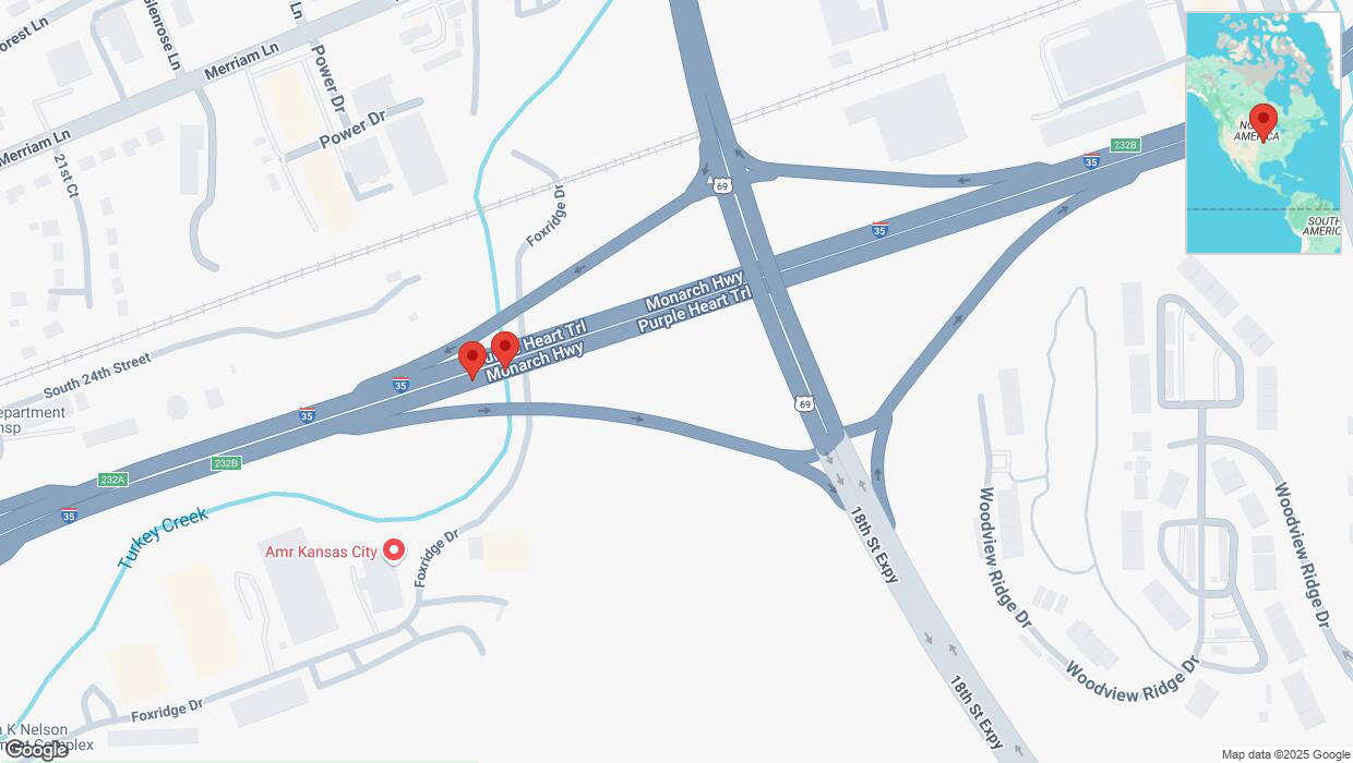 A detailed map that shows the affected road due to 'Crash update: I-35' on February 20th at 5:14 p.m.