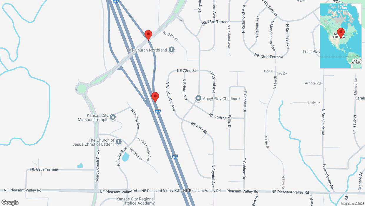 A detailed map that shows the affected road due to 'Kansas City: North Winchester Avenue temporarily closed' on February 20th at 5:20 p.m.