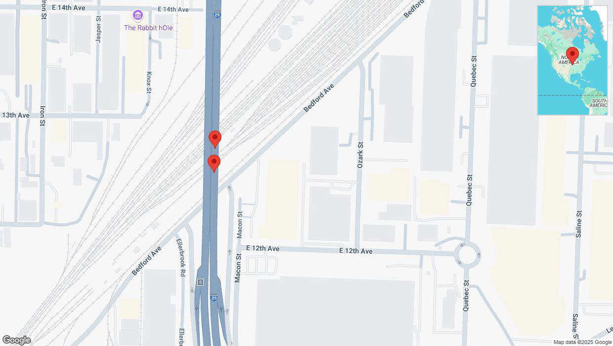 A detailed map that shows the affected road due to 'Crash update: I-29/I-35' on February 21st at 1:20 p.m.