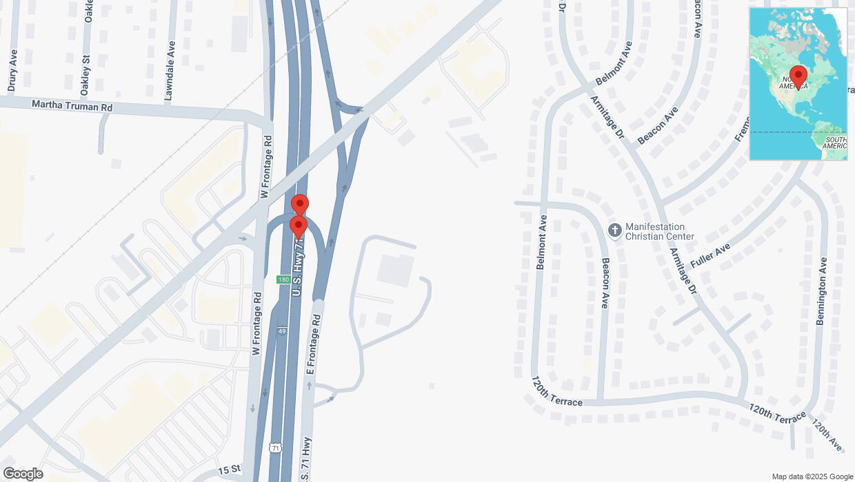 A detailed map that shows the affected road due to 'Crash update: I-40/US-71' on February 22nd at 12:13 p.m.