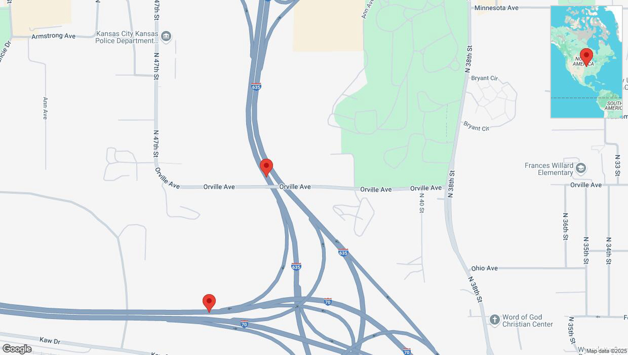 A detailed map that shows the affected road due to 'I-70 exit 4B temporarily closed in Kansas City' on February 26th at 3:05 p.m.