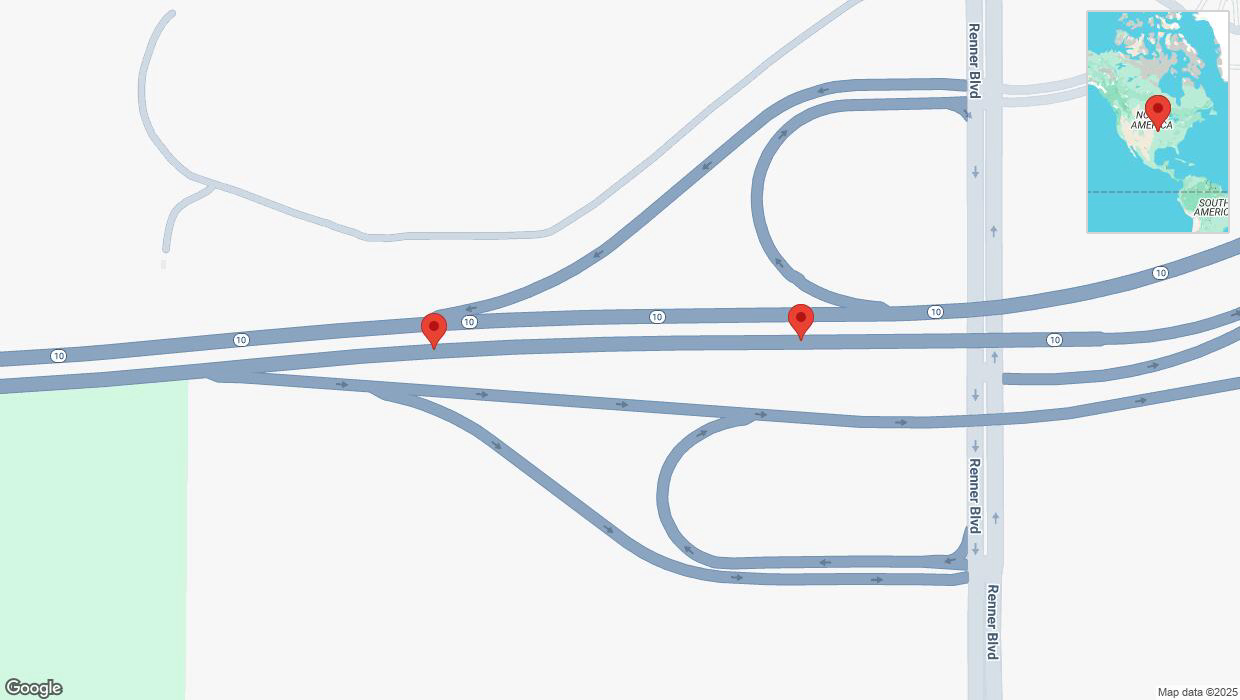 A detailed map that shows the affected road due to 'Broken down vehicle on eastbound K-10 in Lenexa' on February 26th at 1:01 p.m.