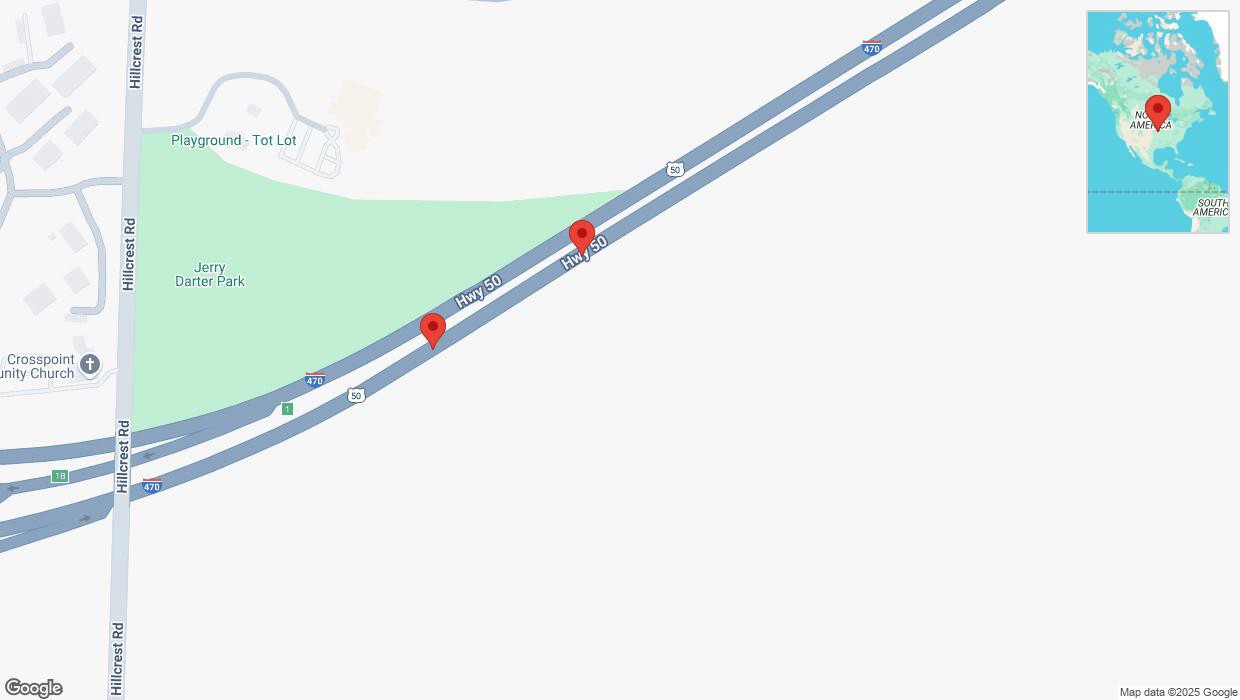 A detailed map that shows the affected road due to 'Crash report: I-470' on February 26th at 4:21 p.m.