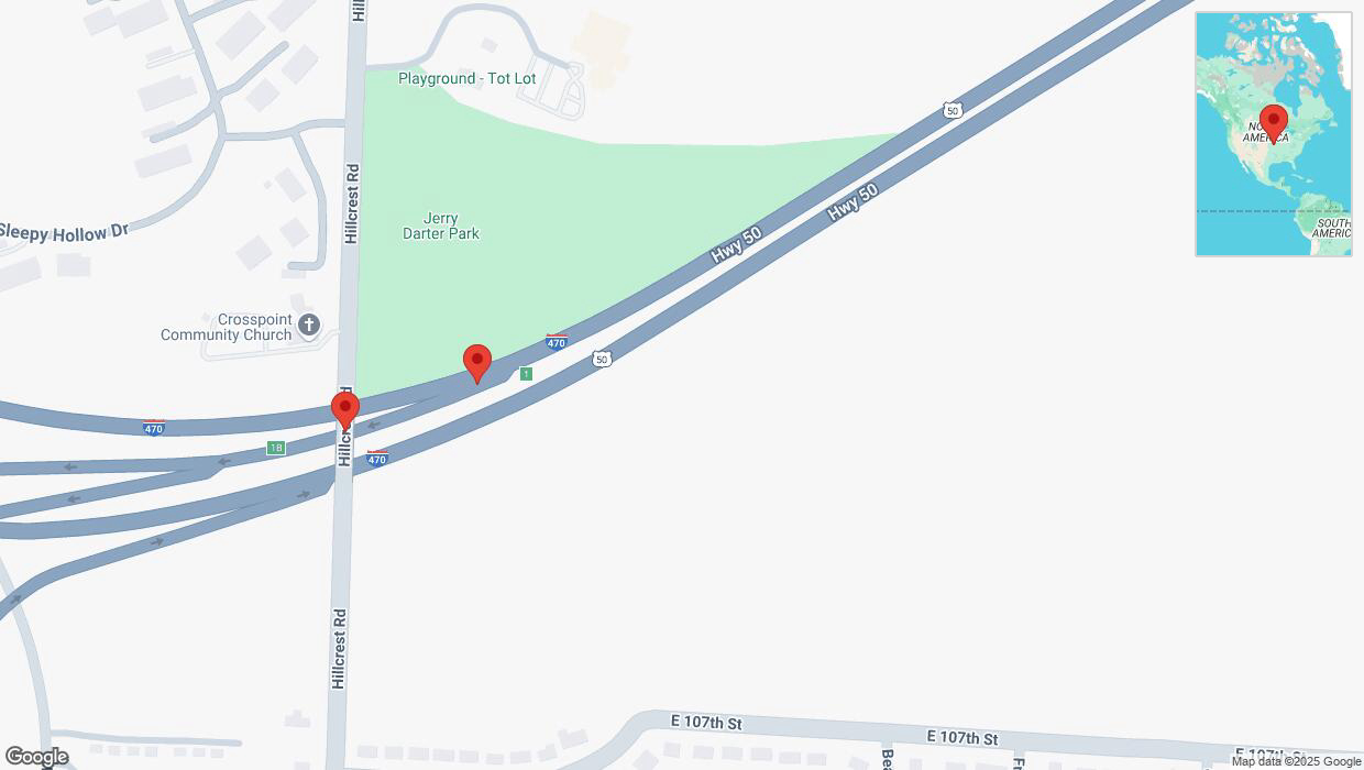 A detailed map that shows the affected road due to 'Crash report: Hillcrest Road' on February 26th at 8:54 p.m.