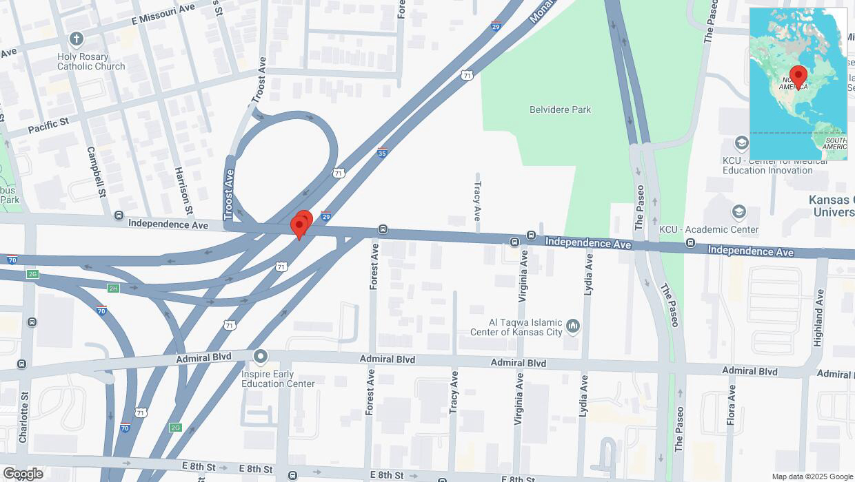 A detailed map that shows the affected road due to 'A crash has been reported on northbound I-35' on February 27th at 7:02 a.m.