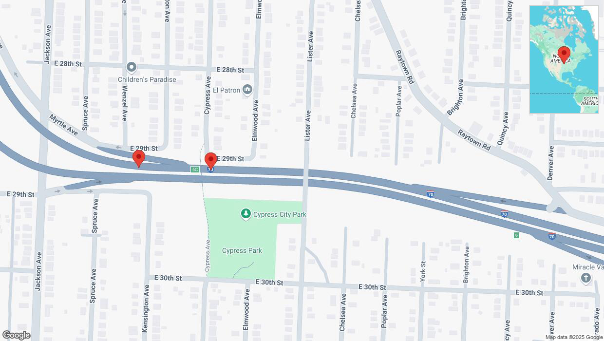 A detailed map that shows the affected road due to 'Broken down vehicle on westbound I-70 in Kansas City' on February 27th at 8:44 a.m.