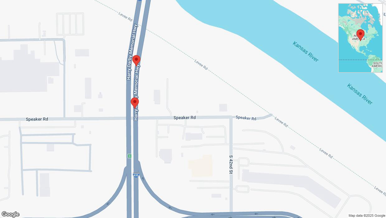A detailed map that shows the affected road due to 'Broken down vehicle on northbound I-635 in Kansas City' on February 27th at 10:29 a.m.