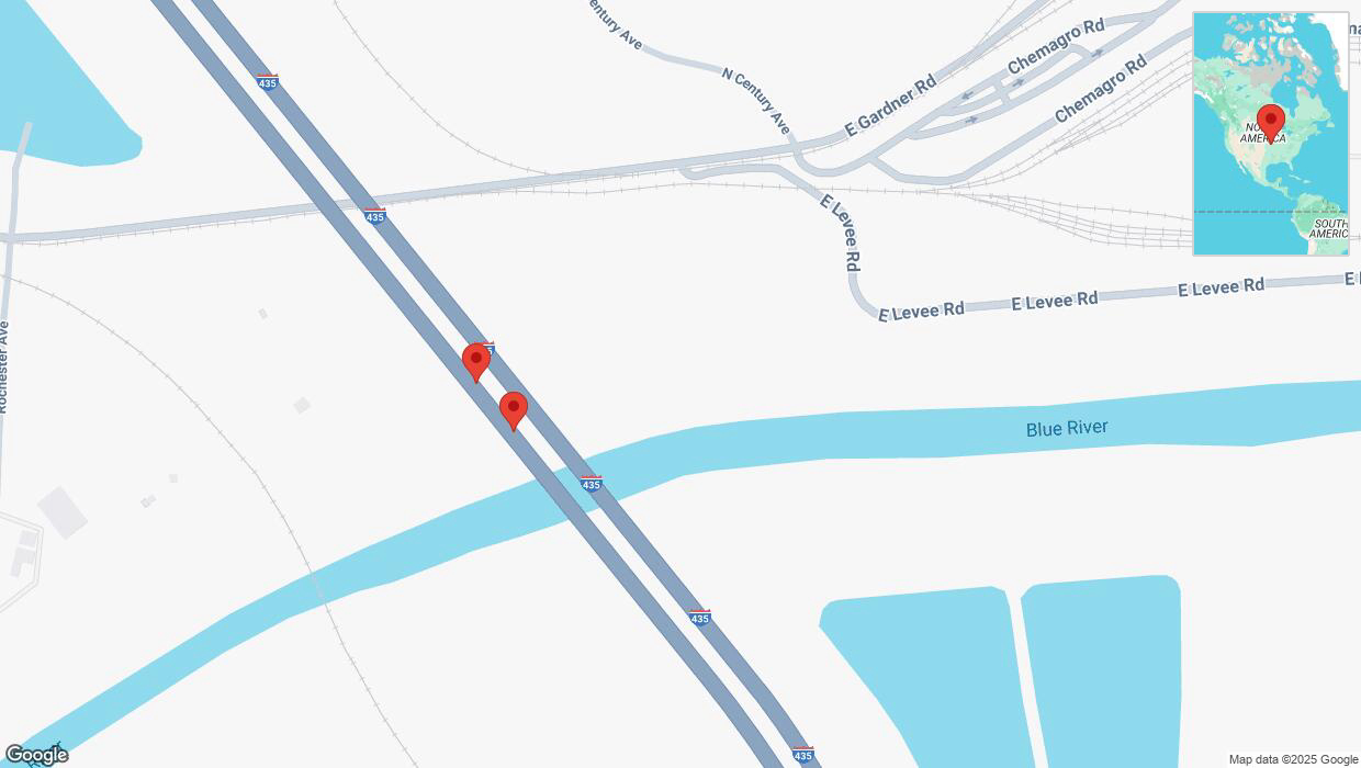 A detailed map that shows the affected road due to 'Broken down vehicle on southbound I-435 in Kansas City' on February 27th at 12:48 p.m.