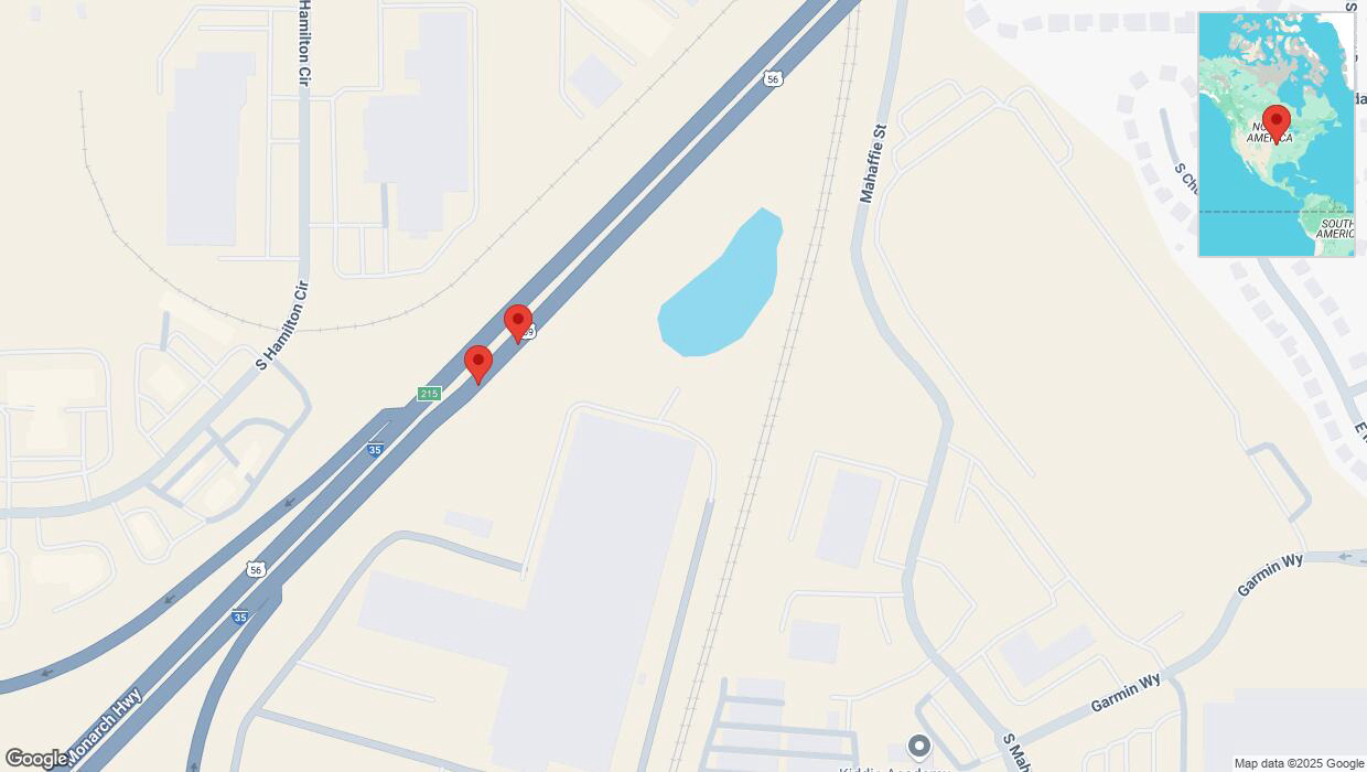 A detailed map that shows the affected road due to 'Broken down vehicle on eastbound I-35 in Olathe' on February 27th at 1:38 p.m.