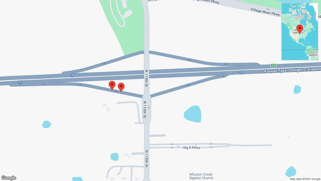 A detailed map that shows the affected road due to 'Broken down vehicle on North 110th Street in Edwardsville' on February 27th at 2:42 p.m.