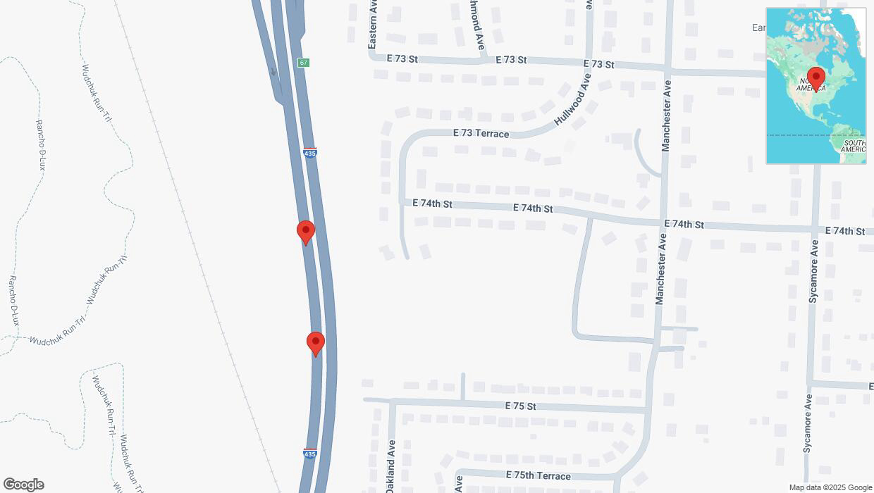 A detailed map that shows the affected road due to 'Broken down vehicle on southbound I-435 in Kansas City' on February 27th at 5:16 p.m.