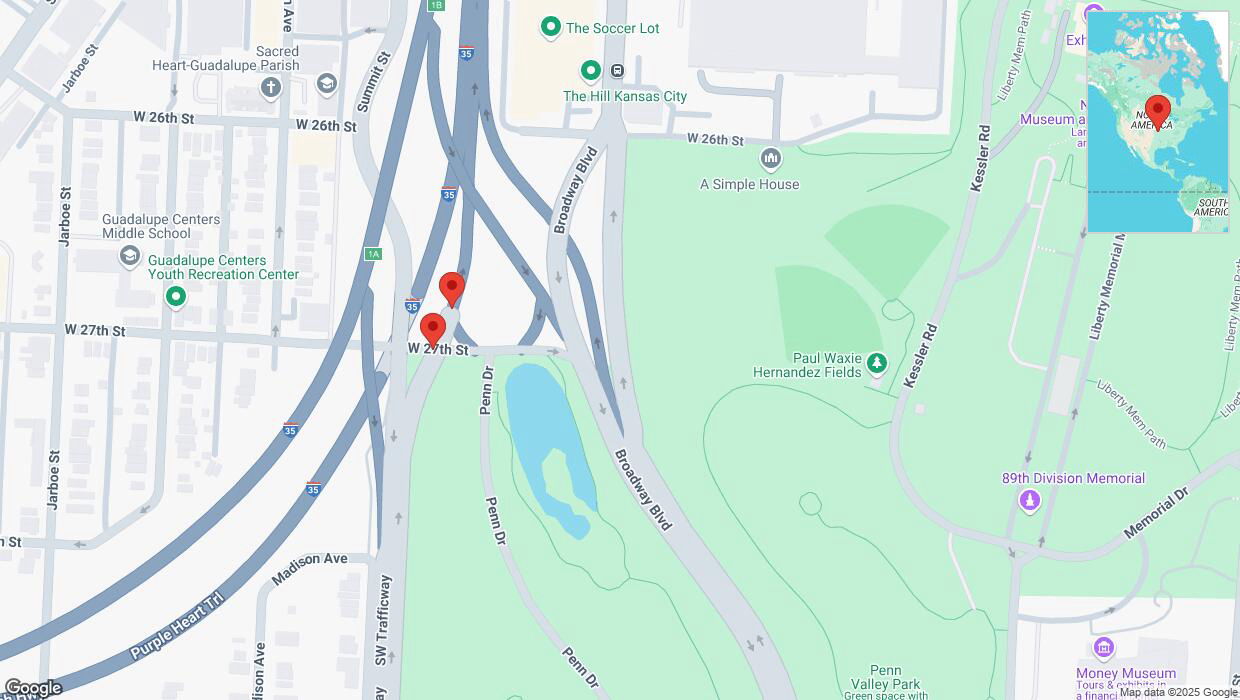 A detailed map that shows the affected road due to 'A crash has been reported on West 27th Street' on February 27th at 4:31 p.m.