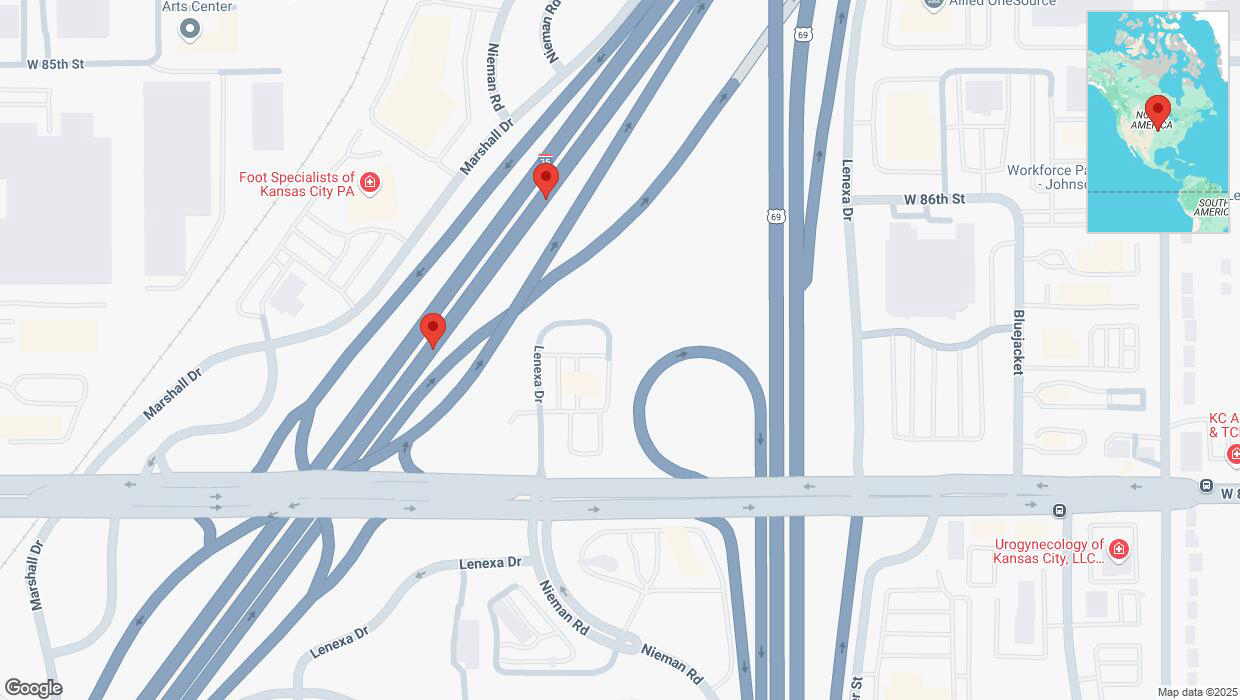 A detailed map that shows the affected road due to 'A crash has been reported on eastbound I-35' on February 27th at 5 p.m.