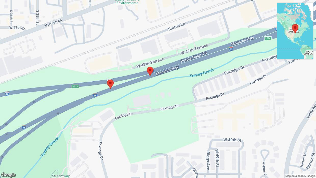A detailed map that shows the affected road due to 'A crash has been reported on northbound I-35' on March 1st at 6:45 p.m.