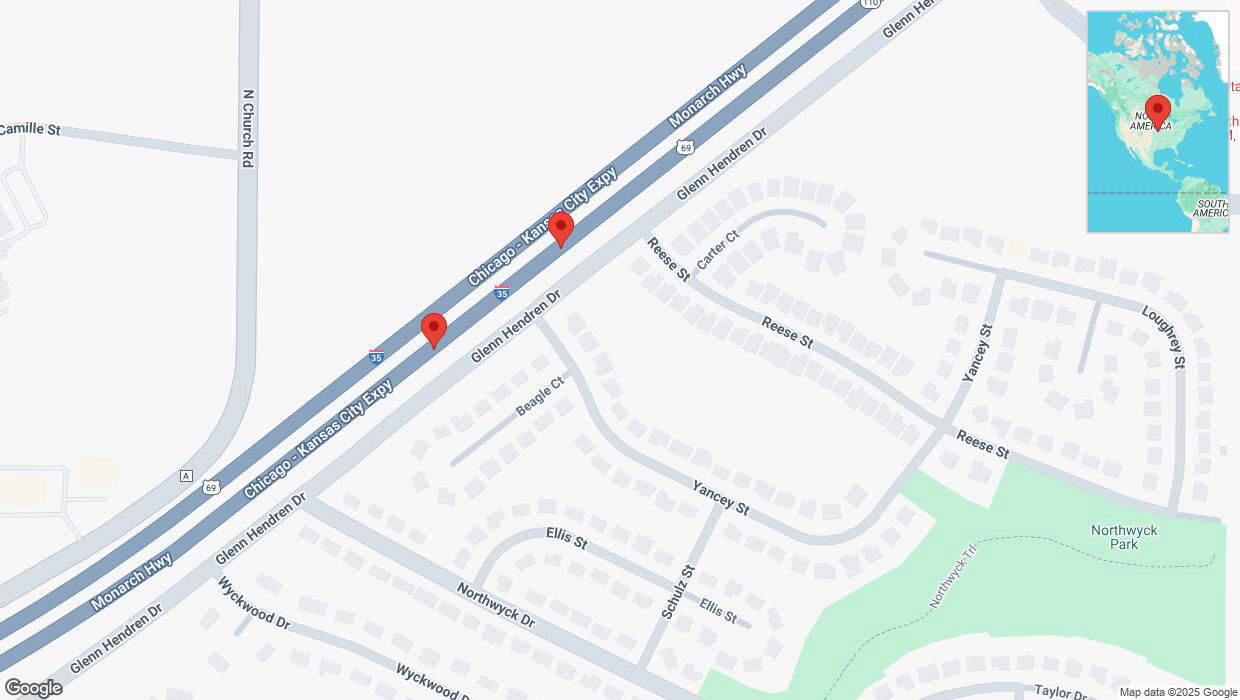 A detailed map that shows the affected road due to 'Warning: Crash in Liberty' on February 28th at 5:27 p.m.