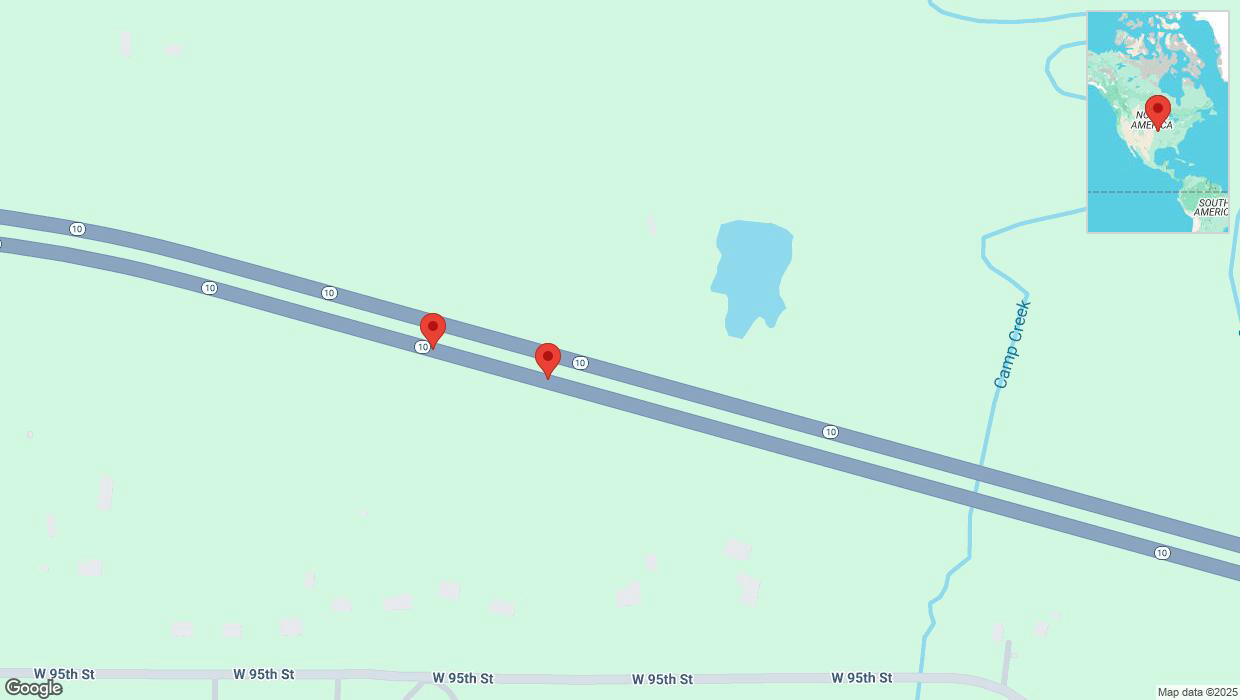 A detailed map that shows the affected road due to 'Broken down vehicle on eastbound K-10 in De Soto' on March 2nd at 2:44 p.m.