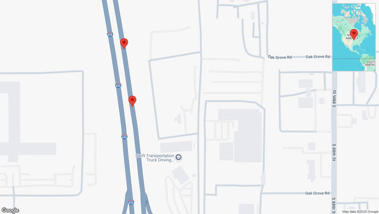 A detailed map that shows the affected road due to 'Broken down vehicle on northbound I-435 in Edwardsville' on March 2nd at 4:42 p.m.
