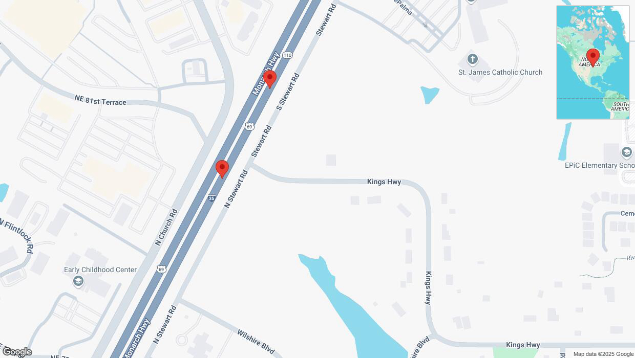 A detailed map that shows the affected road due to 'Reports of a crash on northbound I-35' on March 4th at 1:57 p.m.