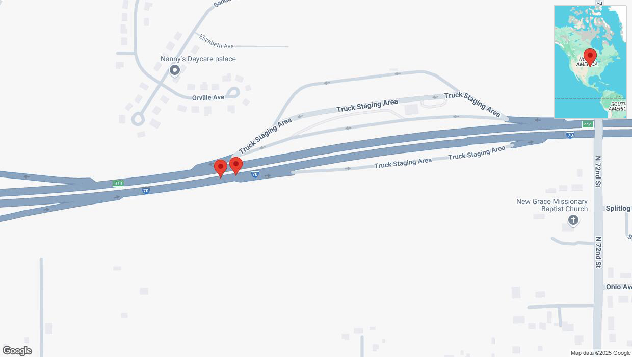 A detailed map that shows the affected road due to 'Reports of a crash on eastbound I-70' on March 4th at 3:52 p.m.