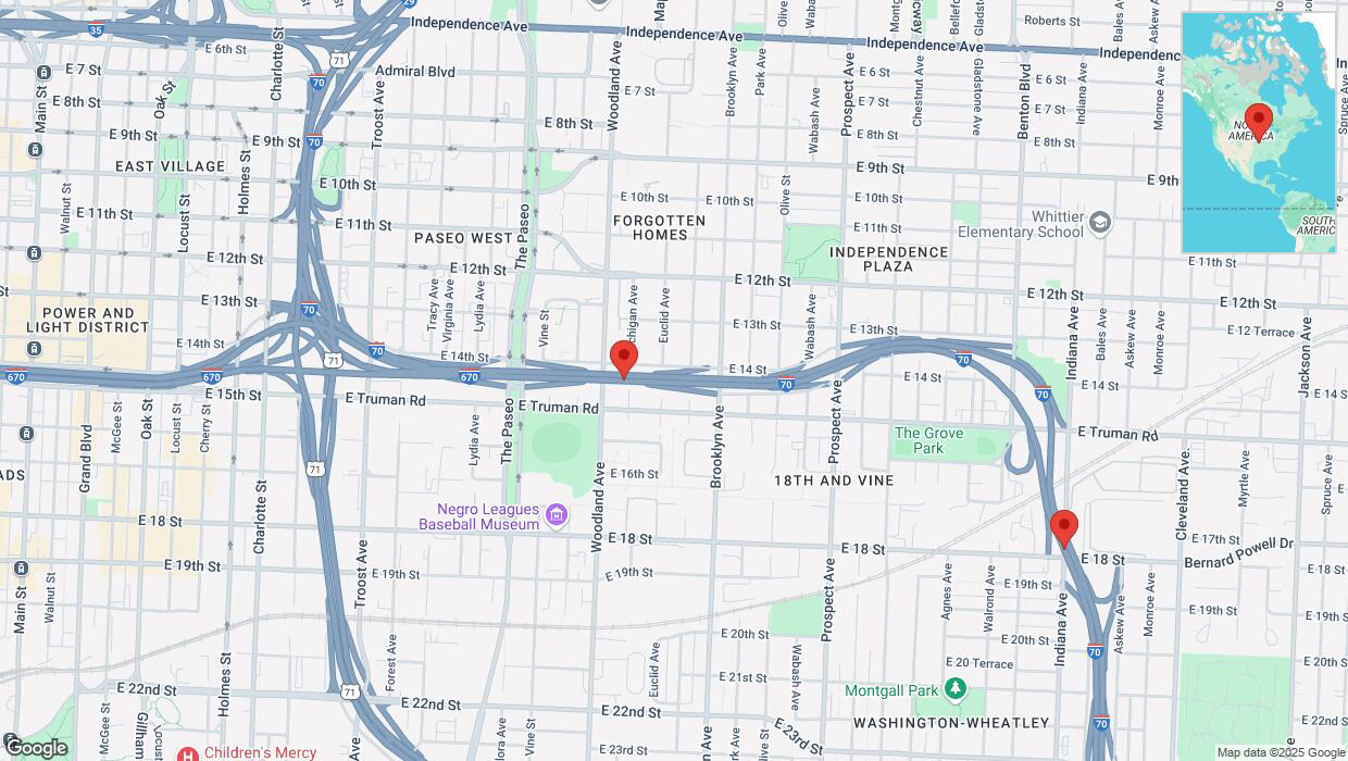 A detailed map that shows the affected road due to 'Heavy rain prompts traffic warning on eastbound I-70 in Kansas City' on March 4th at 4:03 p.m.