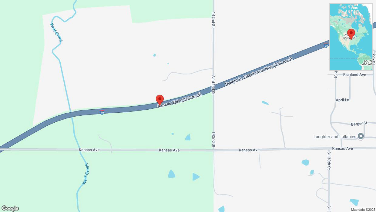 A detailed map that shows the affected road due to 'Traffic alert issued due to heavy rain conditions on eastbound I-70 in Bonner Springs' on March 4th at 9:54 p.m.