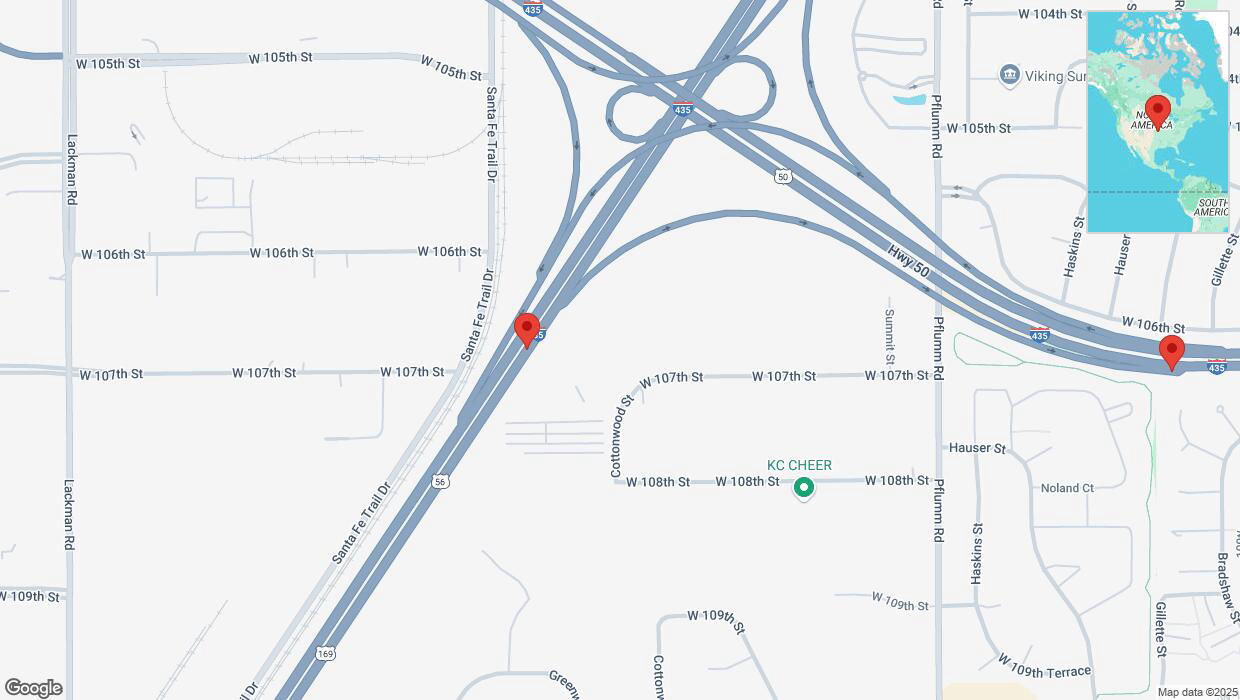 A detailed map that shows the affected road due to 'Traffic alert issued due to heavy rain conditions on eastbound US-50 East in Lenexa' on March 4th at 10:34 p.m.