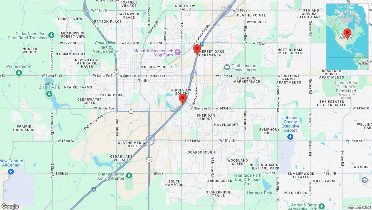 A detailed map that shows the affected road due to 'Heavy rain prompts traffic warning on eastbound I-35 in Olathe' on March 4th at 10:46 p.m.